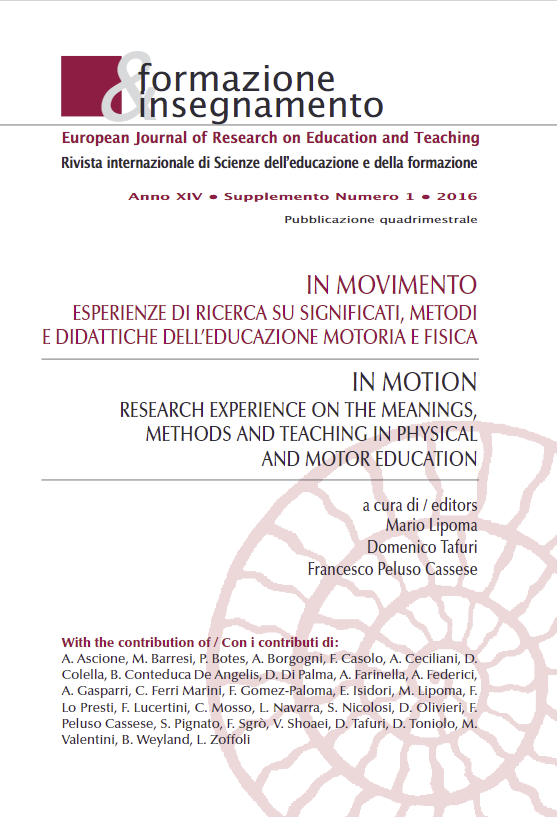 					Visualizza V. 14 N. 1 Suppl. (2016): In Movimento: Esperienze di ricerca su significati, metodi e didattiche dell'educazione motoria e fisica
				