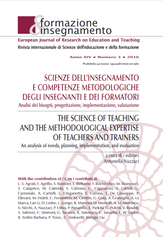 					Visualizza V. 14 N. 3 (2016): Scienze dell'insegnamento e competenze metodologiche degli insegnanti e dei formatori: Analisi dei bisogni, progettazione, implementazione, valutazione
				