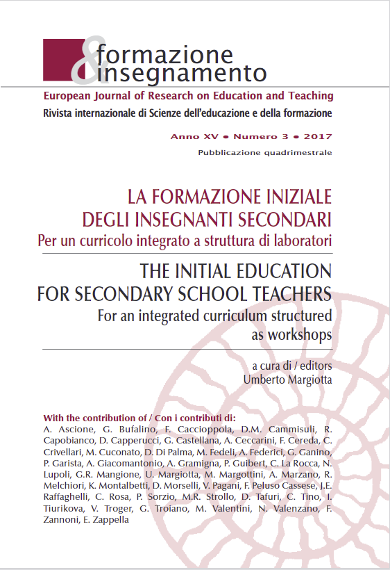 					Visualizza V. 15 N. 3 (2017): La formazione iniziale degli insegnanti secondari: Per un curricolo integrato a struttura di laboratori
				