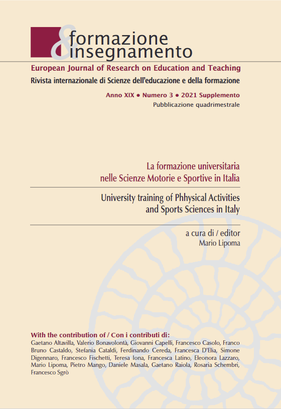 					View Vol. 19 No. 3 Suppl. (2021): University Training of Physical Activities and Sports Sciences in Italy
				