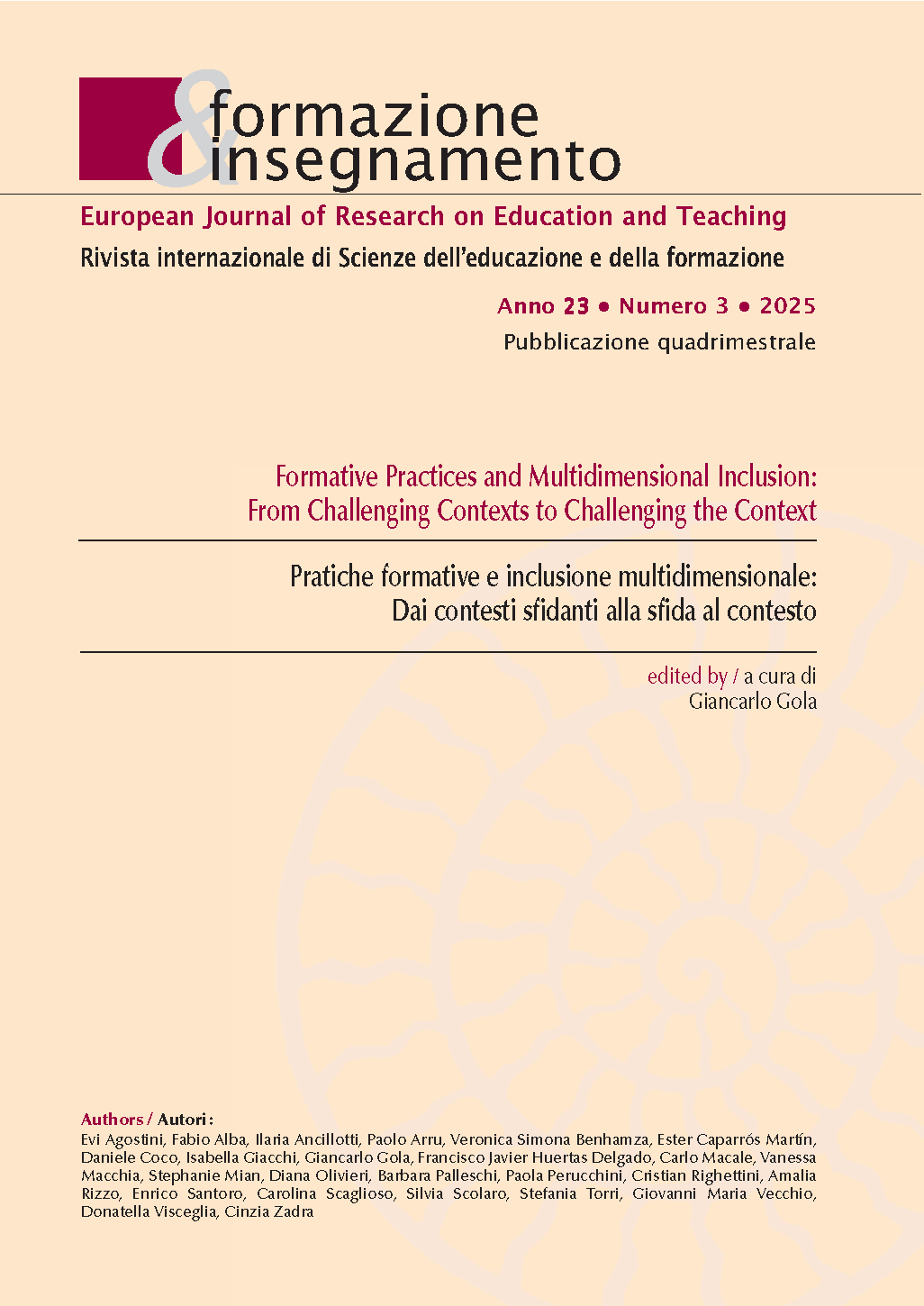 					View Vol. 23 No. 3 (2025): Formative Practices and Multidimensional Inclusion: From Challenging Contexts to Challenging the Context
				